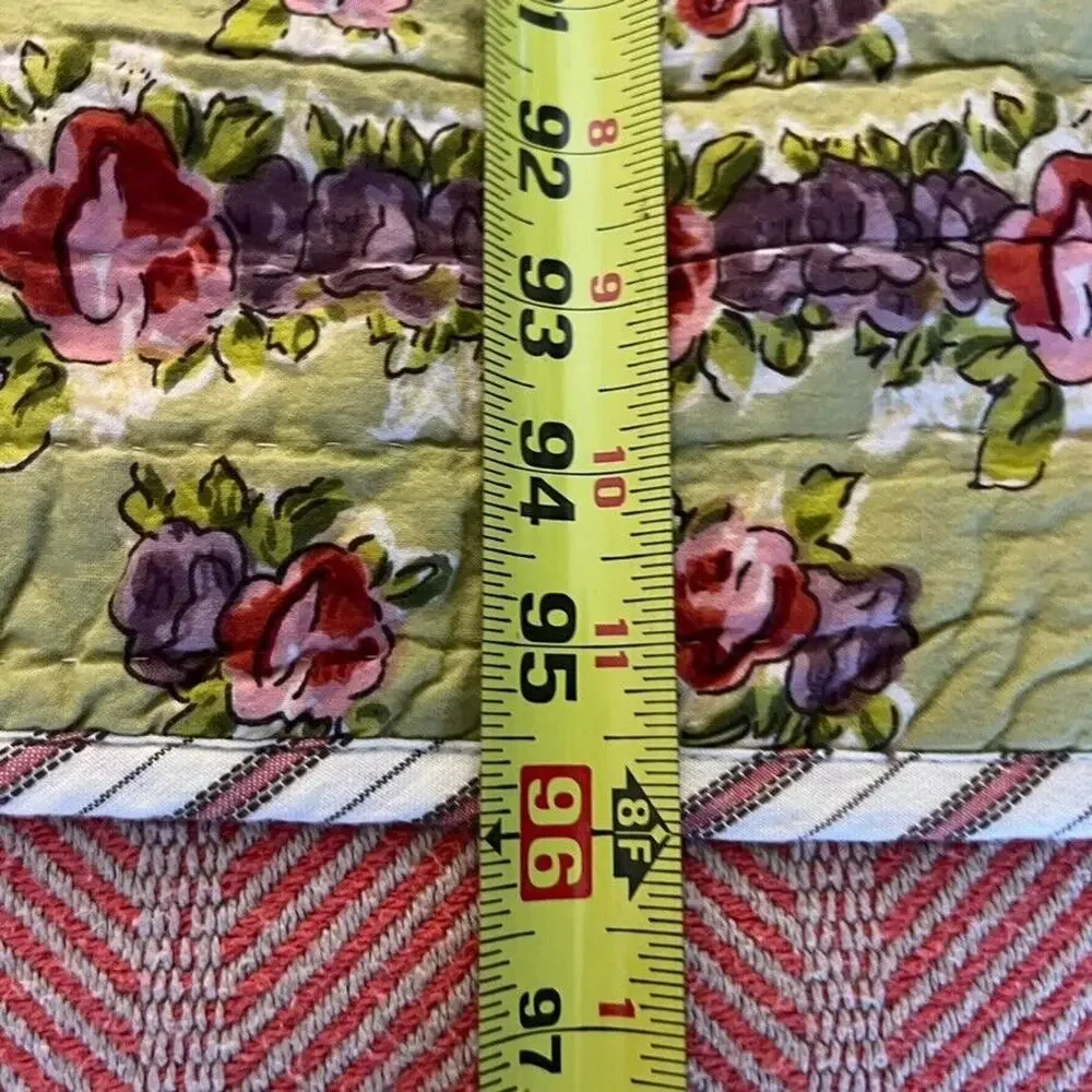 POTTERY BARN Quilt Cranberry Red Pink Patchwork Floral Reversible Stripe Queen